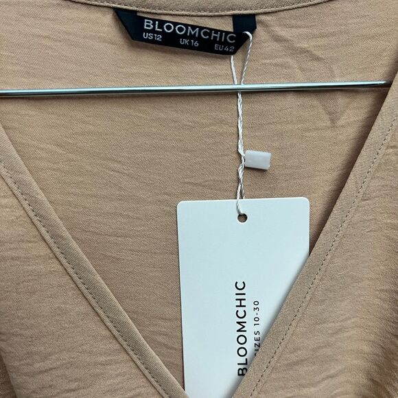 BloomChic Peach Sequin Wrap Dress - Picture 4 of 7